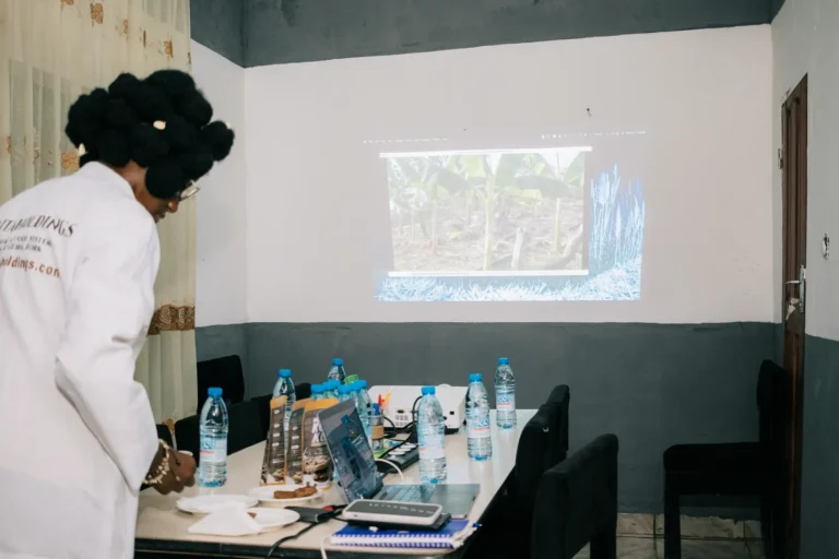 A presentation room set up for the visit